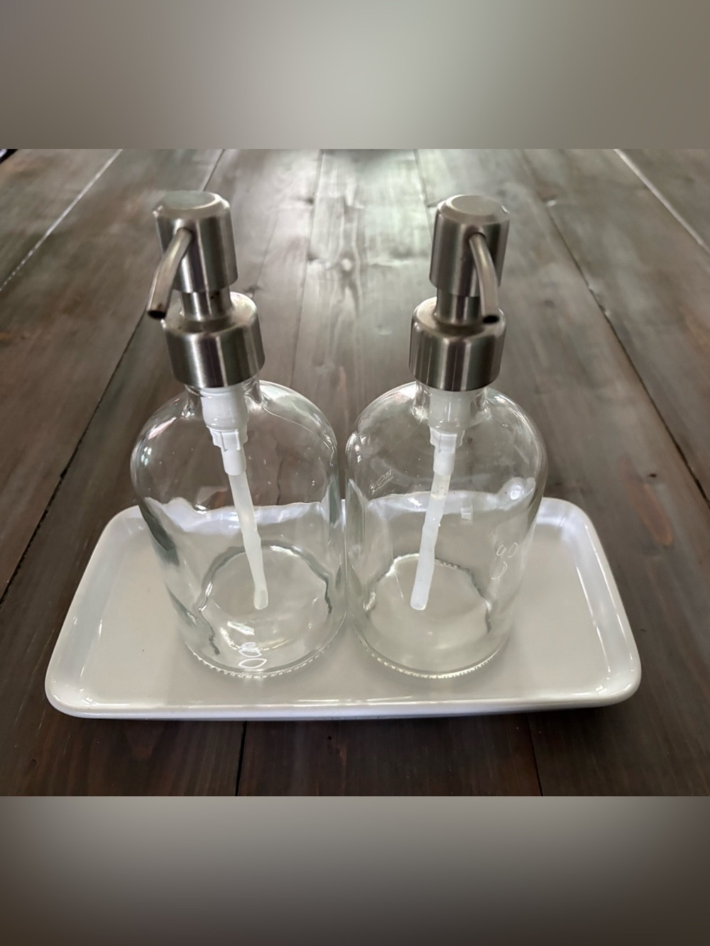 Grove Collaborative Glass Hand Soap Dispenser & Tray Set of 2 Dispensers Dish